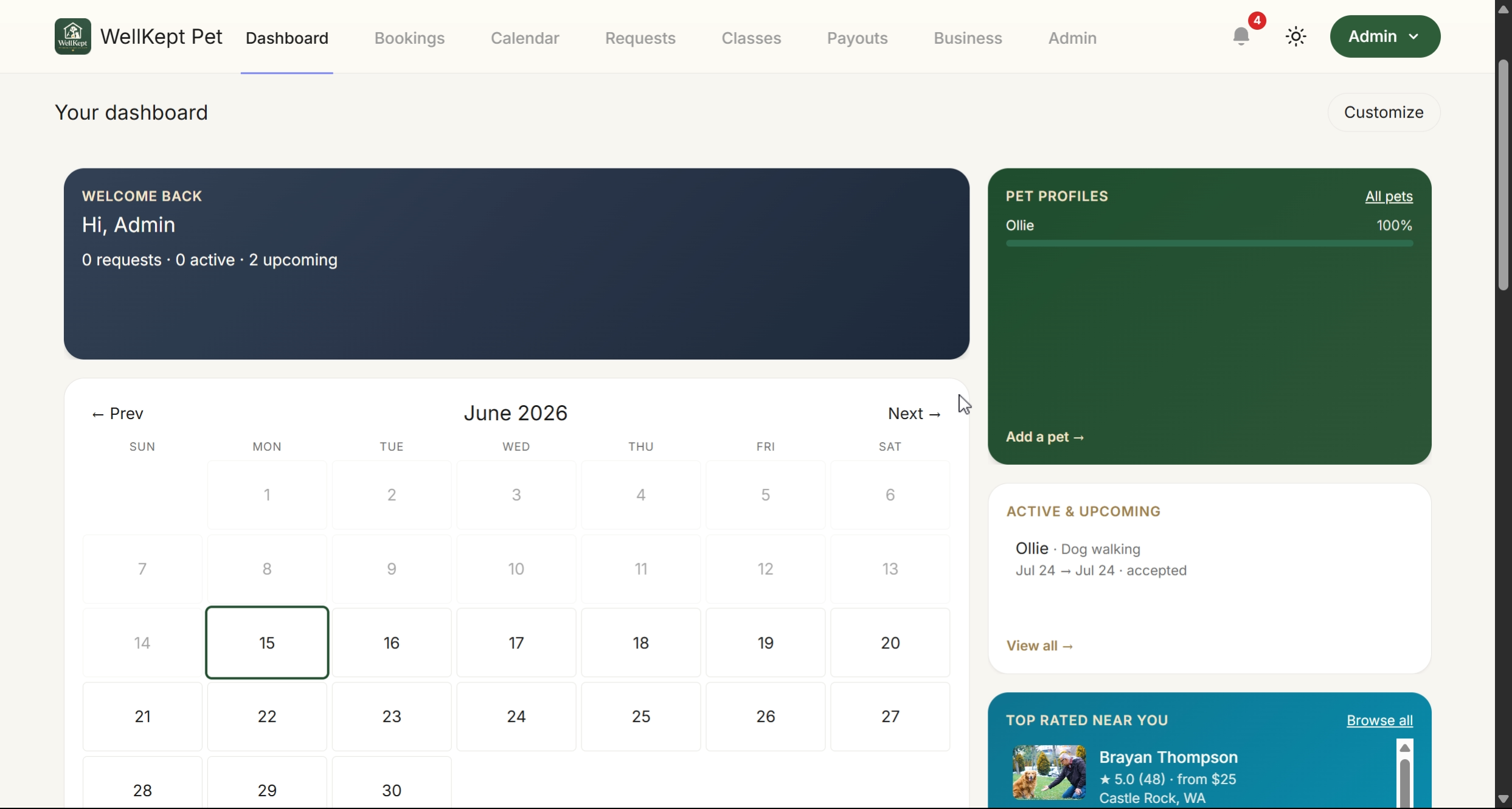 Customizable WellKept dashboard